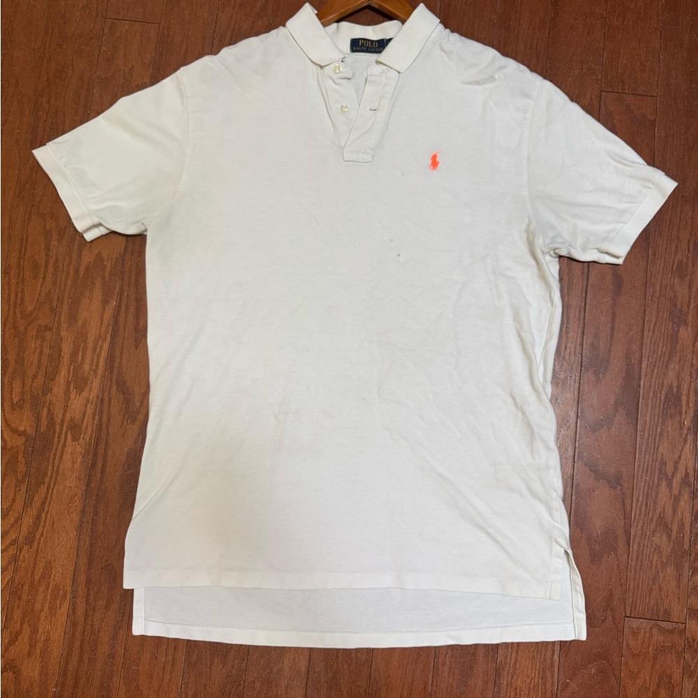 Polo by Ralph Lauren Men's Cream Polo Shirt with Red Logo